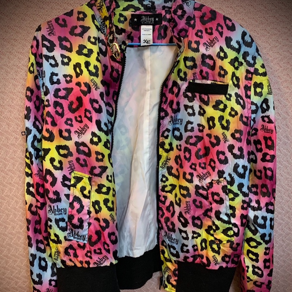 Rainbow Leopard Print Windbreaker Jacket
